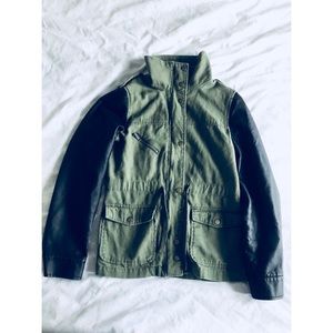 [Forever 21] Faux Leather Sleeve Utility Jacket